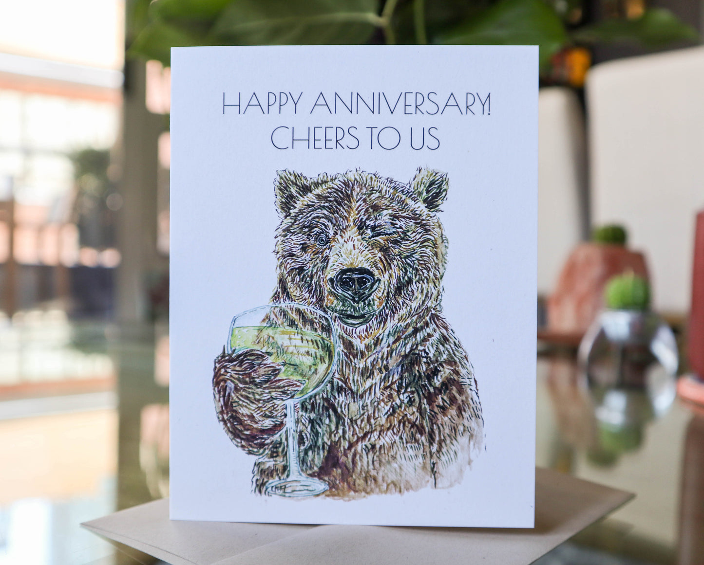 Cheers To Us Anniversary Bear Card