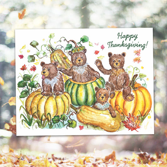 Thanksgiving Pumpkin Patch Bears Card