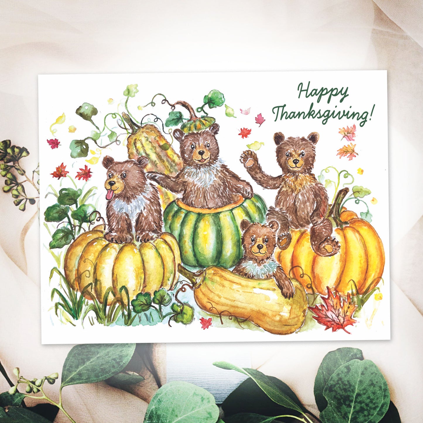 Thanksgiving Pumpkin Patch Bears Card