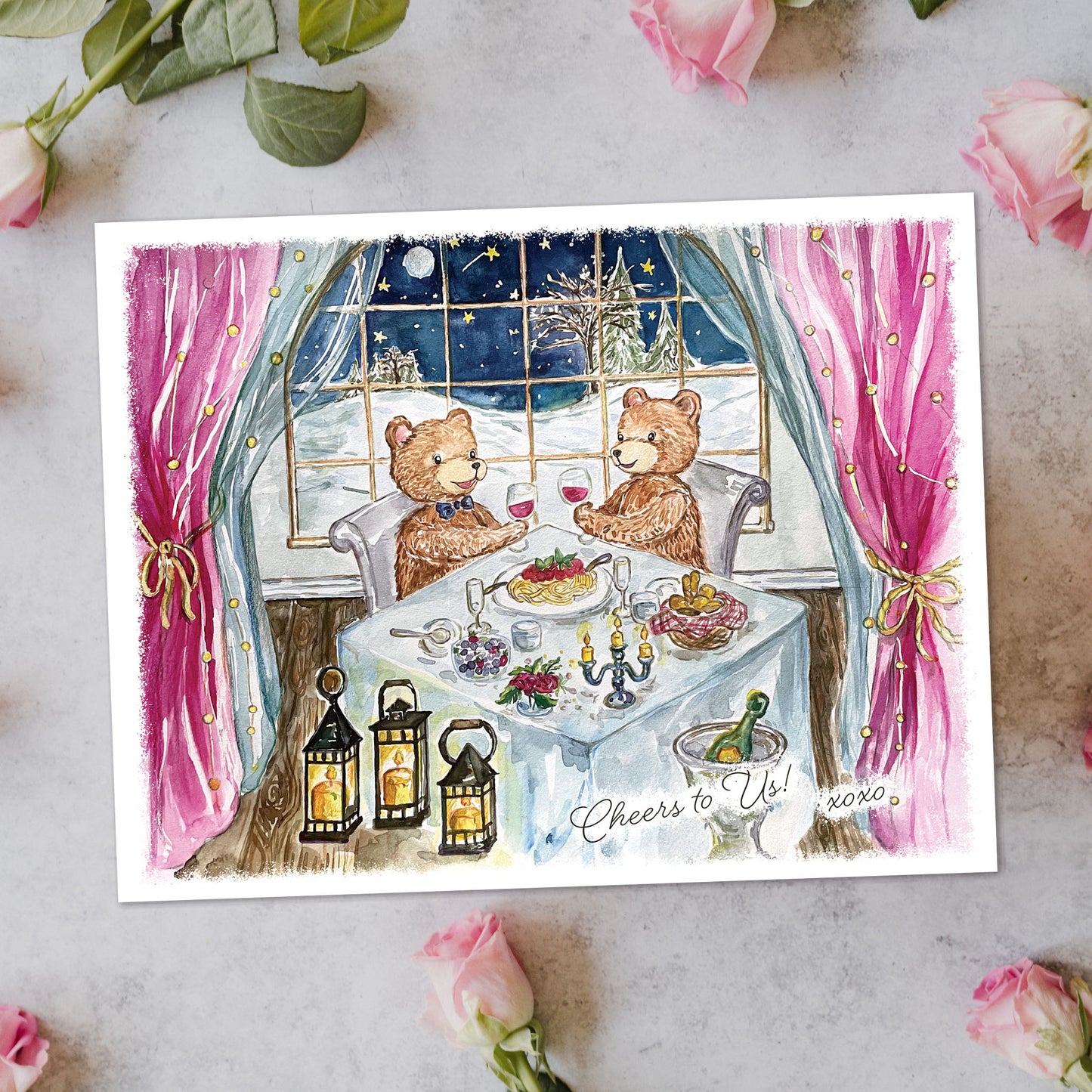 Candlelight Dinner Bears Card