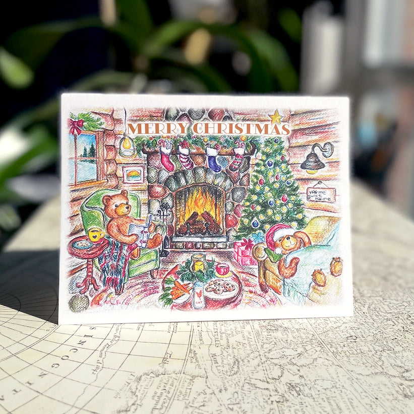 Cozy Cabin Christmas Bears Card