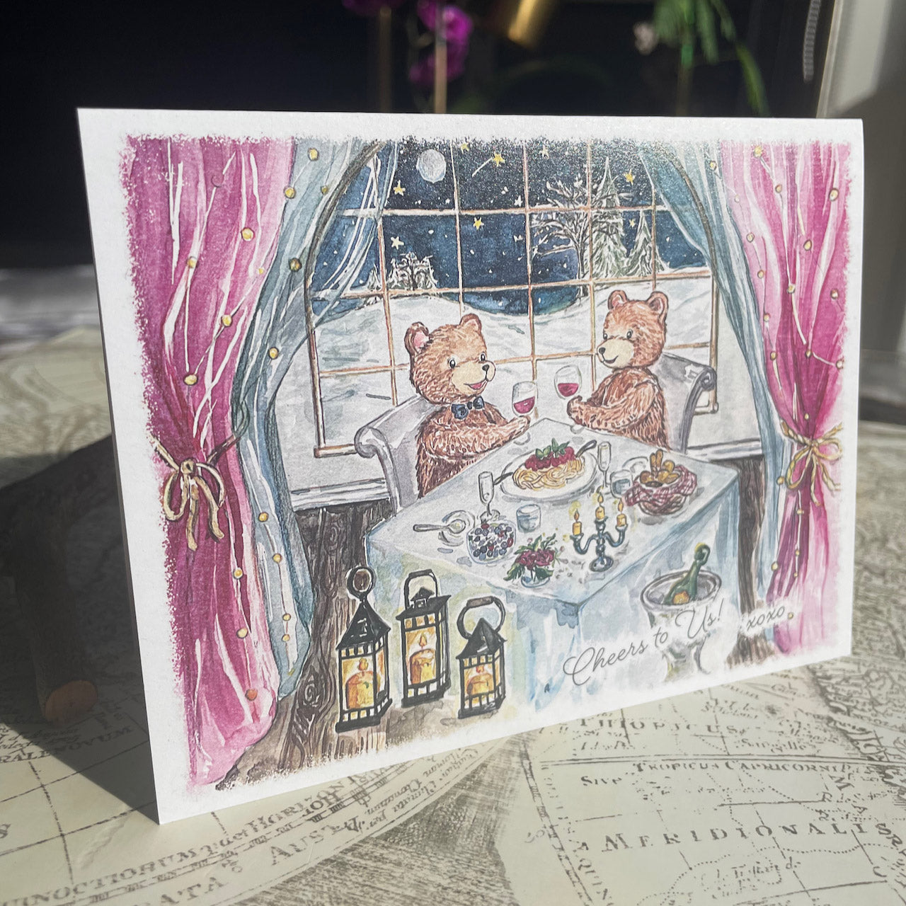 Candlelight Dinner Bears Card