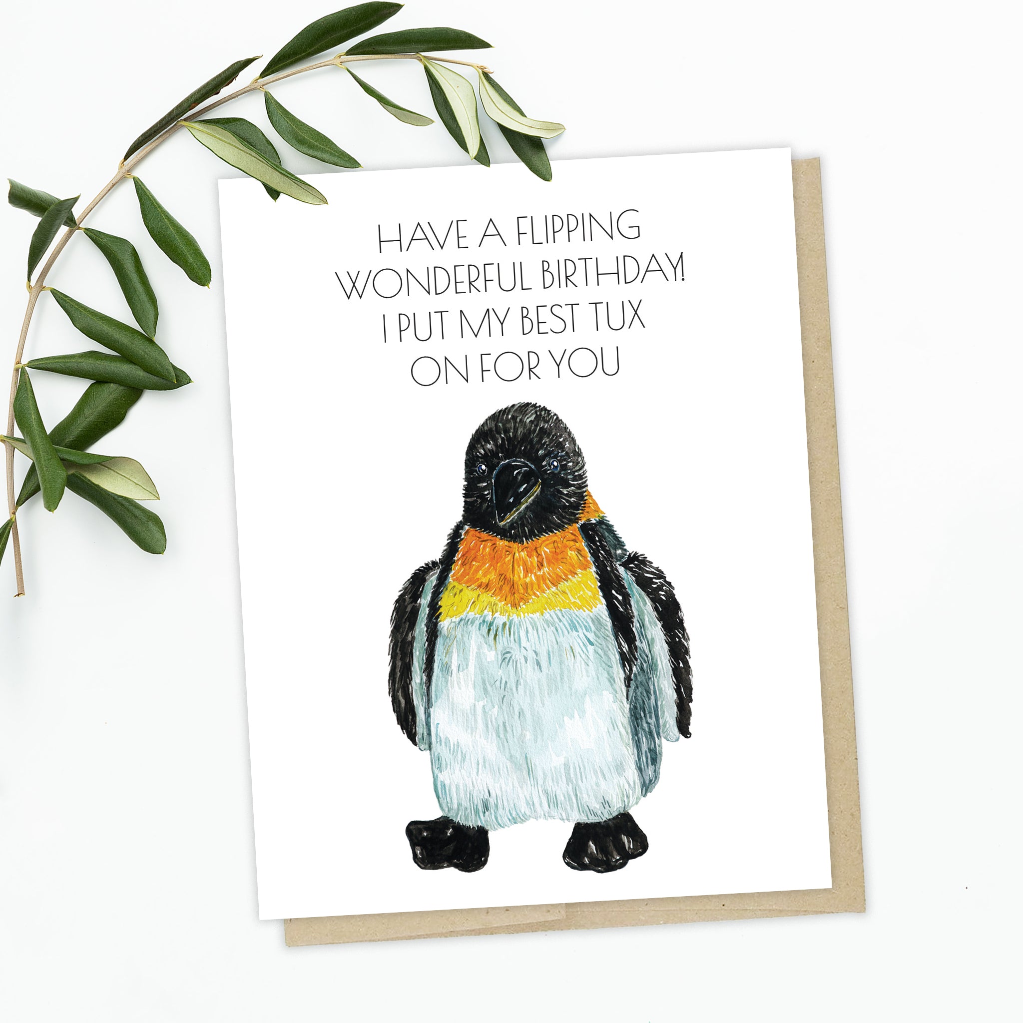 Happy Flipping Birthday Penguin Card - Jungle Bear Studio