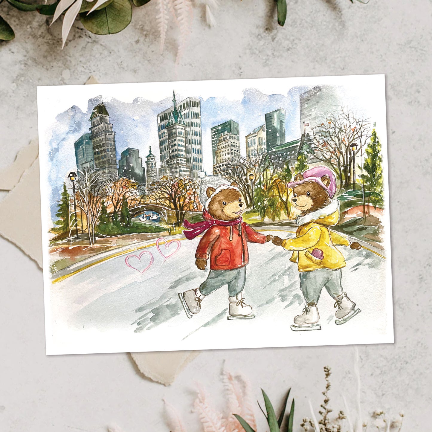 Central Park Skating Bears Card